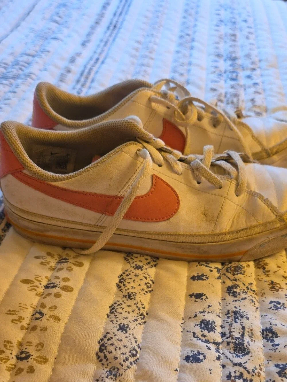 Nike White Low-Top Sneakers with Pink and Orange Swooshes